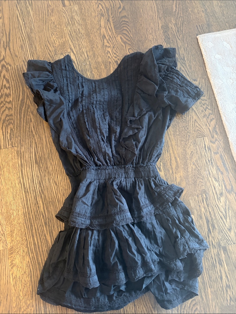 LoveShackFancy Black Ruffle Tiered Dress for Girls